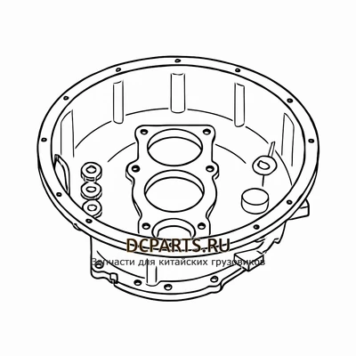 SINOTRUK HOWO Картер сцепления HOWO артикул AZ2220000101 схема чертеж запчасть автозапчасть вид 2 купить в DC Parts