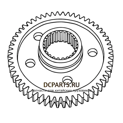 SHAANXI FAST GEAR Шестерня ретардера артикул 12JSD200T-1707022-4 схема чертеж запчасть автозапчасть вид 2 купить в DC Parts