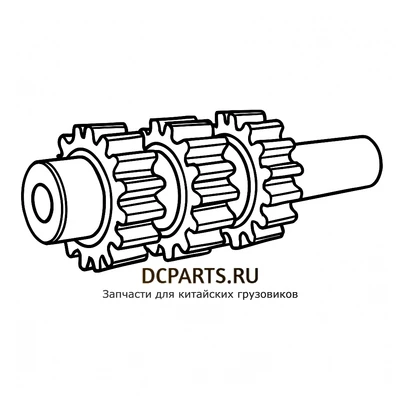shaanxi fast gear Вал промежуточный правый на КПП артикул 12JSDX220T-1701049-2 схема чертеж запчасть автозапчасть вид 2 купить в DC Parts